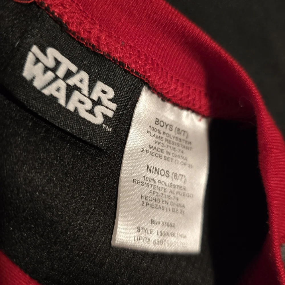 Star Wars Boys 2 Piece‎ Pajamas Set Red Black Size Small 6/7